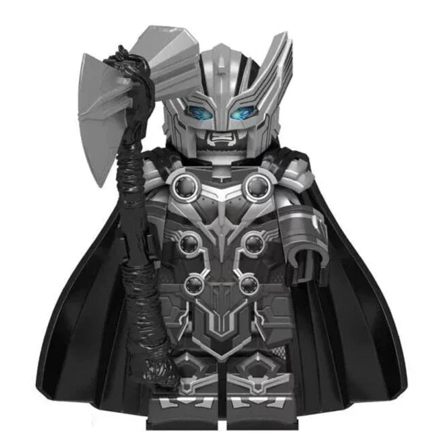 Armoured Thor (Black & White) Custom Marvel Superhero Minifigure.