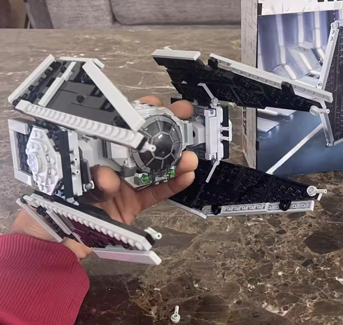 Star Wars 75154: TIE Striker space ship fighter jet.