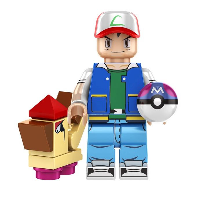 Ash Ketchum with Pigeot Pokemon Minifigure.