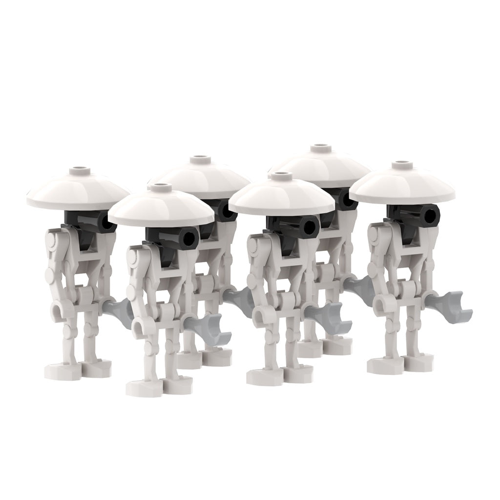 6 x DUM-series Pit Droid (White) custom Star Wars Minifigure.