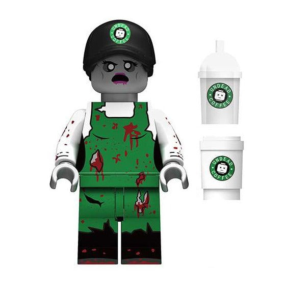 Coffee Shop Employee Zombie Custom Horror Minifigure.