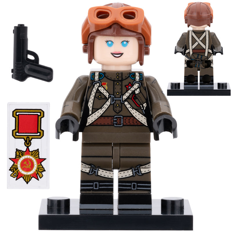 White Lily Soviet Military Pilot Soldier Custom Minifigure.