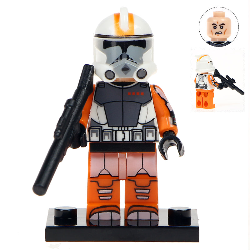 Clone Trooper in Orange Custom Star Wars Minifigure.