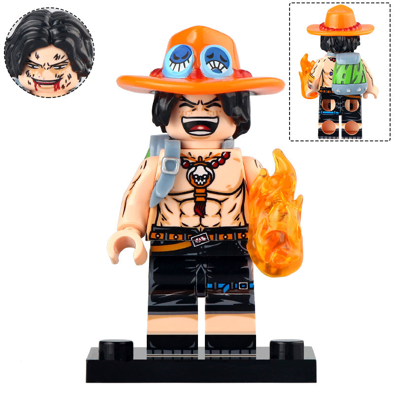 Portgas D. Ace Custom One Piece Anime Minifigure.