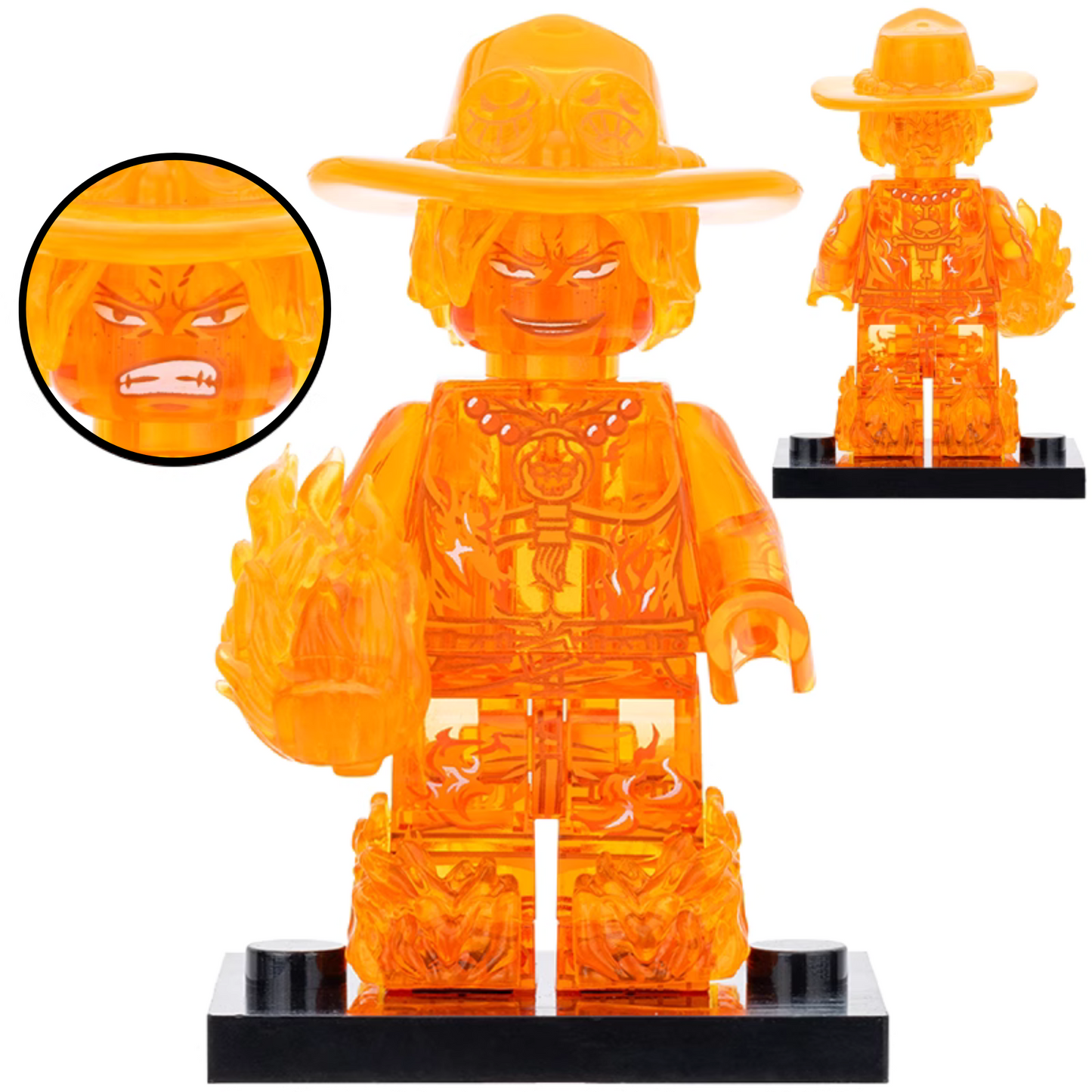 Fire Fist Ace Custom One Piece Anime Minifigure.