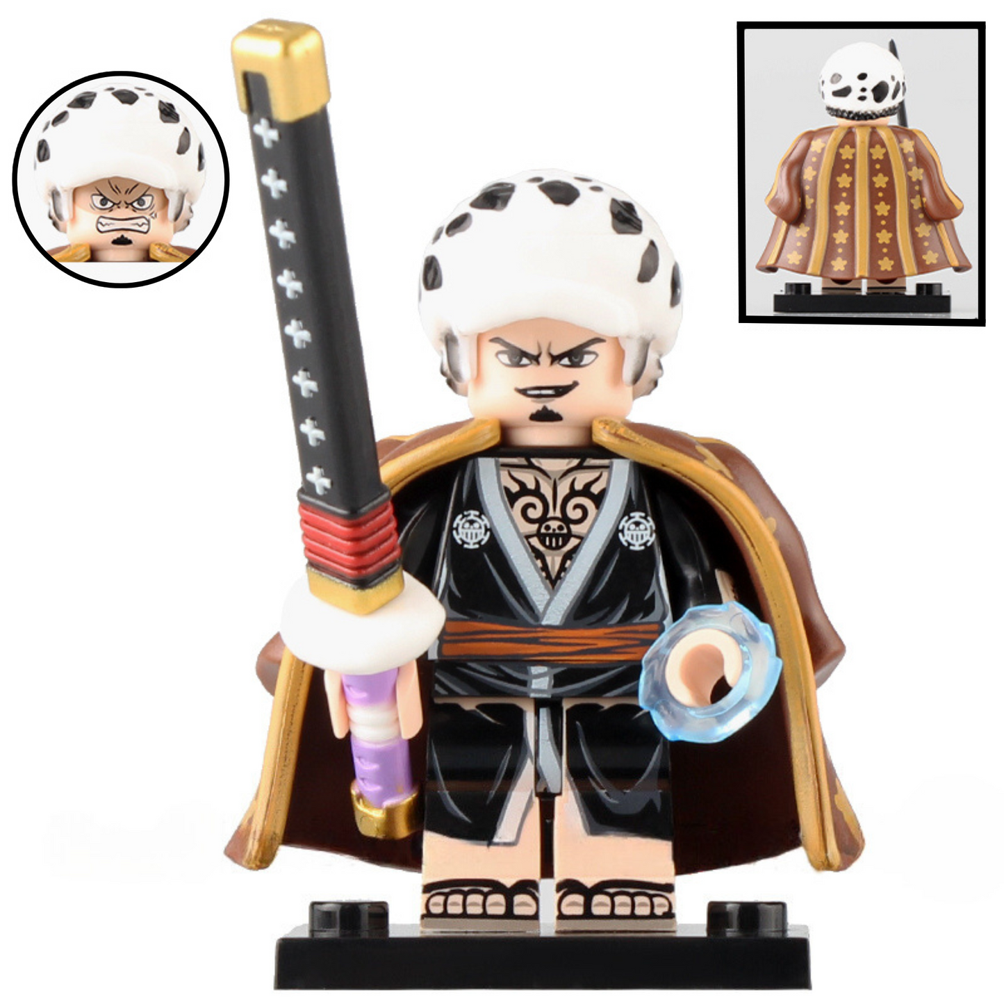 Trafalgar D. Water Law Custom One Piece Anime Minifigure.