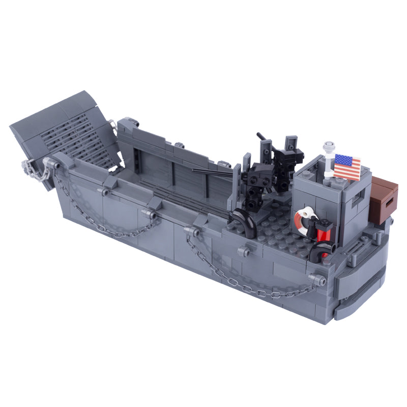 Péniche de débarquement Higgins de l'armée américaine de la Seconde Guerre mondiale avec Jeep MOC militaire personnalisé