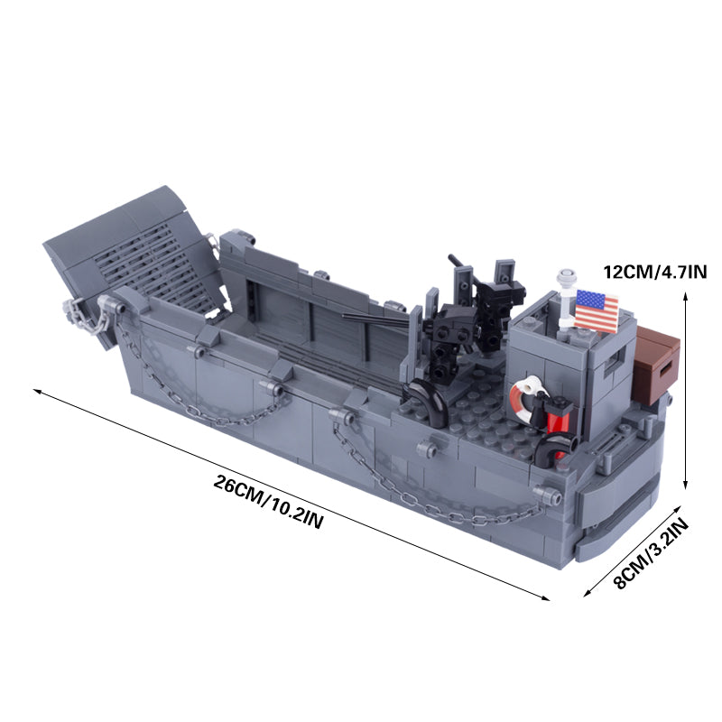 Péniche de débarquement Higgins de l'armée américaine de la Seconde Guerre mondiale avec Jeep MOC militaire personnalisé