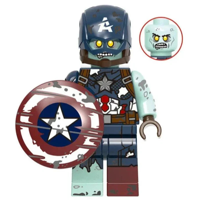 Zombie Captain America Custom Marvel Superhero Horror Minifigure