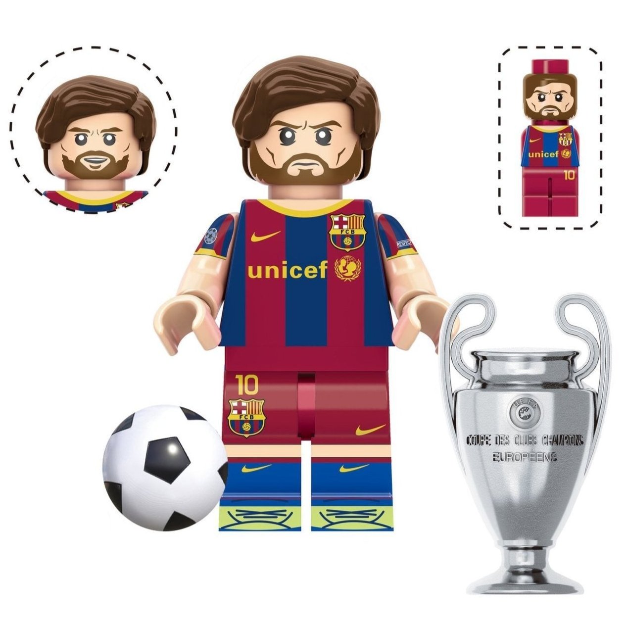 Lionel Messi (Barcelona) Custom Football Player Minifigure