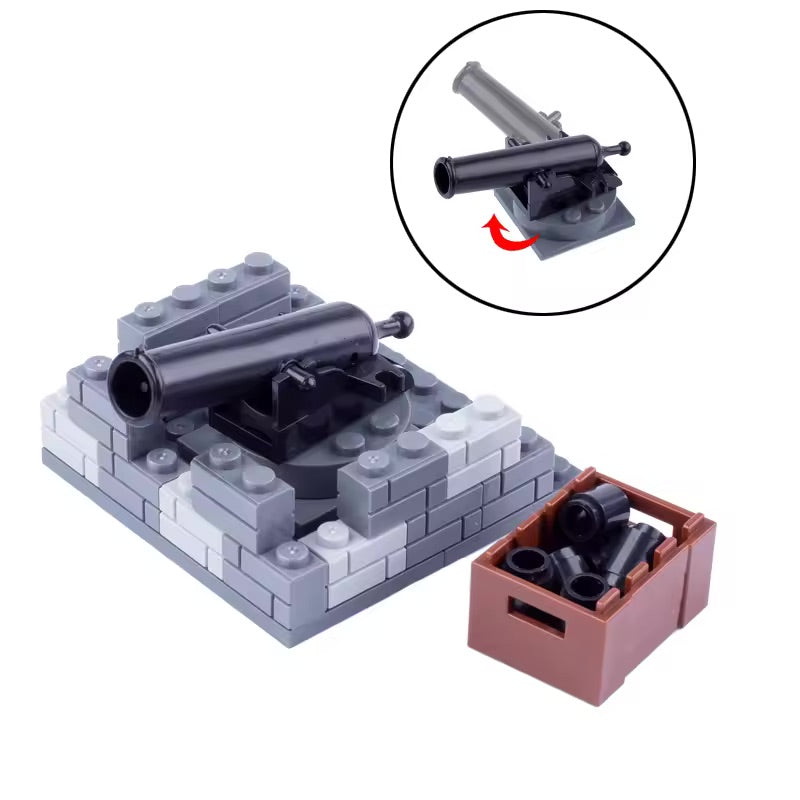 Ensemble de MOC militaire personnalisé pour base de canon fortifiée en pierre d'artillerie militaire