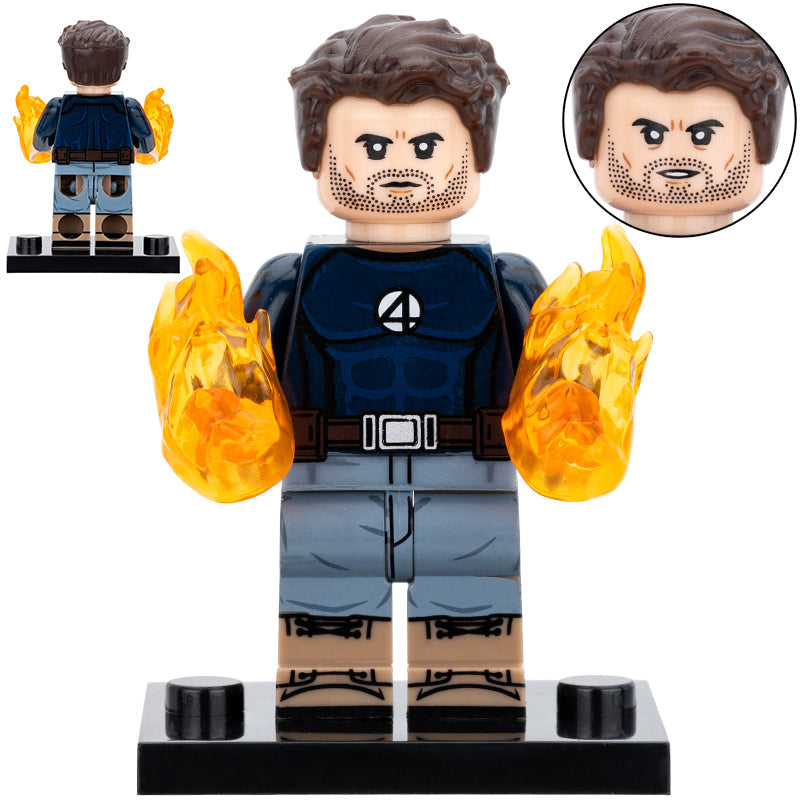 Human Torch (Fantastic Four) Custom Marvel Superhero Minifigure