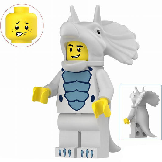 Figurine personnalisée de fan de costume de Triceratops bleu clair