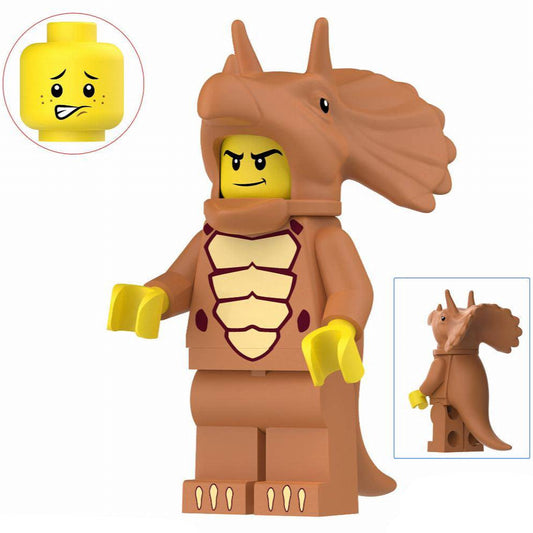 Figurine personnalisée de fan de costume de tricératops marron