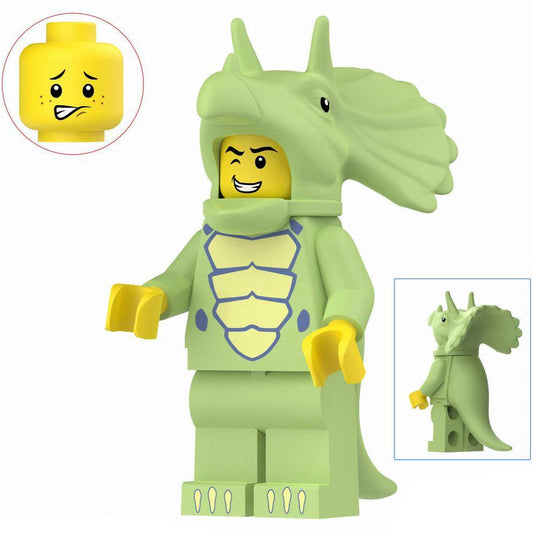 Figurine personnalisée de fan de costume de tricératops vert