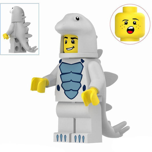Figurine personnalisée de stégosaure bleu clair costumé