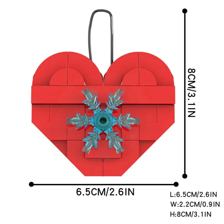 Décoration de Noël en forme de cœur, ornement MOC