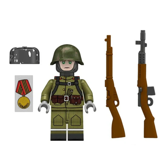 World War II Soviet Infantry Soldier (SVT-40) Custom Military Minifigure