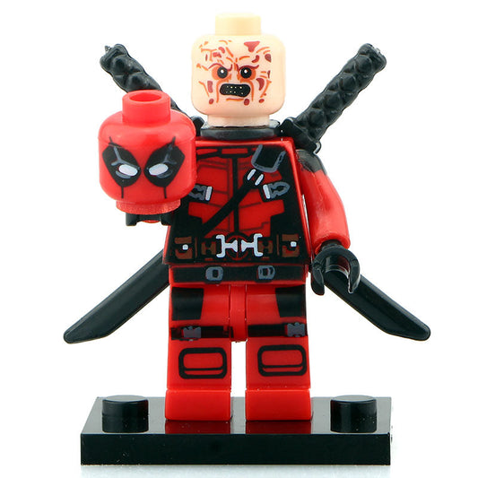 Deadpool Custom Marvel Superhero Minifigure with Extra Head/Face