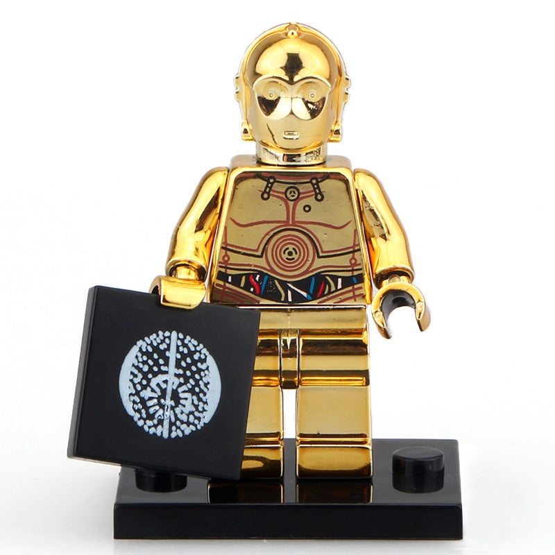 Gold Chrome C-3PO Droid custom Star Wars Minifigure