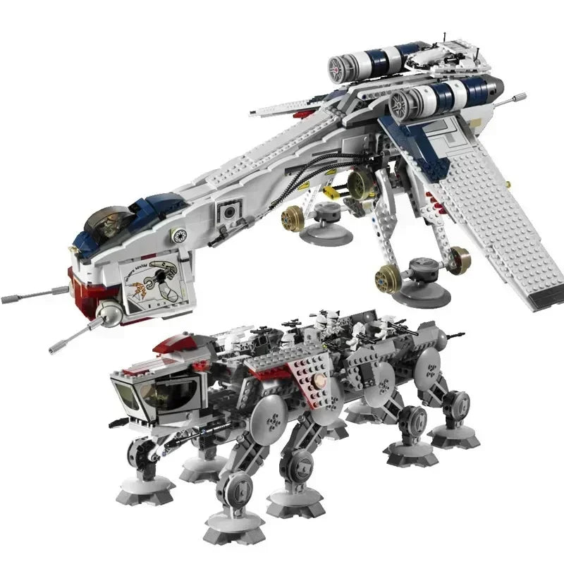 Republic Dropship With AT-OT Walker Compatible 10195 Transport Ship DIY Toys For Children Christmas Gifts