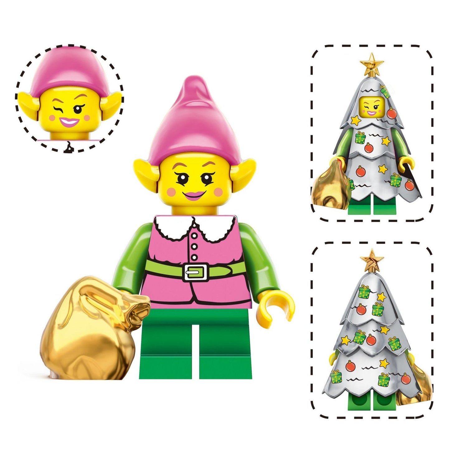 Holiday Christmas Elf custom Minifigure